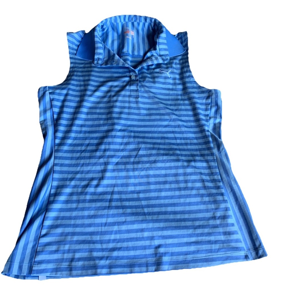 PUMA Women's Golf Dry Cell Tank Top Size M, Blue Stripes, Sleeveless